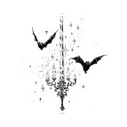 Gothic Chandelier Kiss-Cut Stickers - Elegant Bat Design for Home Decor & Gifts